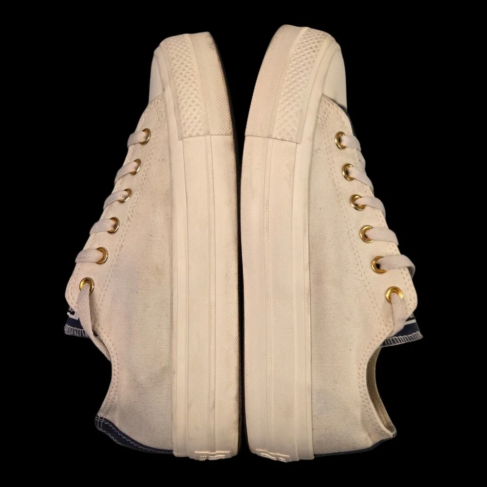 Converse Chuck Taylor Sneaker w/Lift Two-toned Sneakers 7M 9W Cream Navy Gold